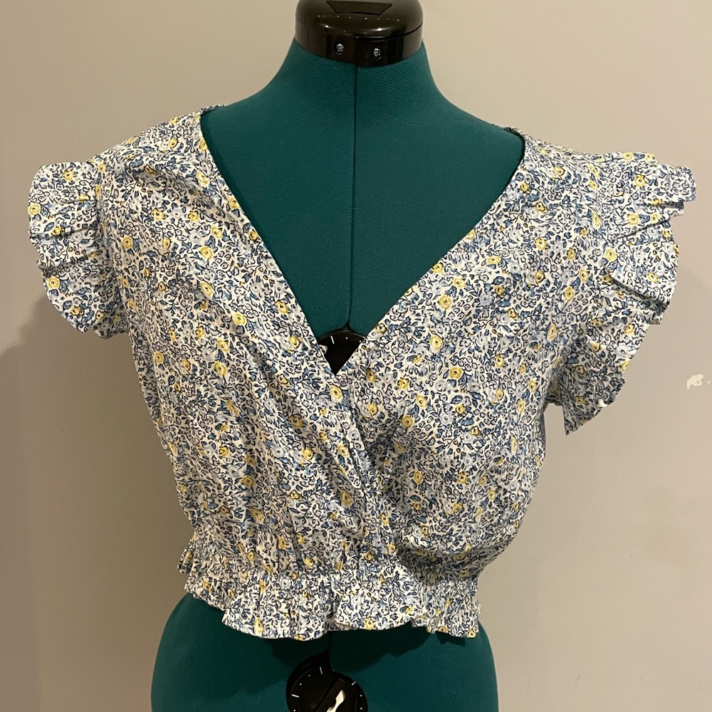 floral cross front top